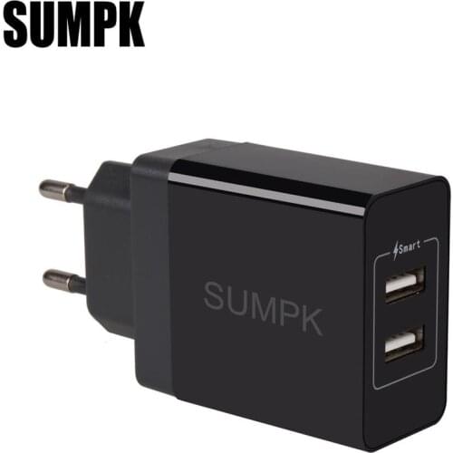 SUMPK usb charger adapter 5V4.8A fast cell phone charger 2 Port Universal Portable Charger for iPhone 8 7 Phone Samsung Xiaomi