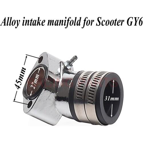 Performance chrome Alloy intake manifold for Scooter Moped GY6 125 GY6 150 152QMI 157QMJ / CVK30 Carburetor intake Manifold