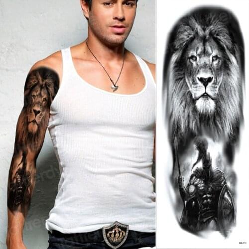 Temporary tattoo sticker large arm sleeve tattoo waterproof tiger lion head tattoos oversleeve sexy body art stickers big size