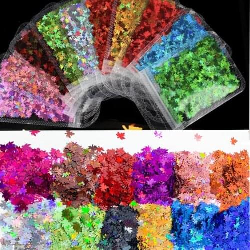 1-Bag Fall Leaf Glitter Shapes Autumn Leaves Fall Leaf Confetti Chunky Leaf Glitter Fall Glitter Autumn Leaves Nail Art Glitter
