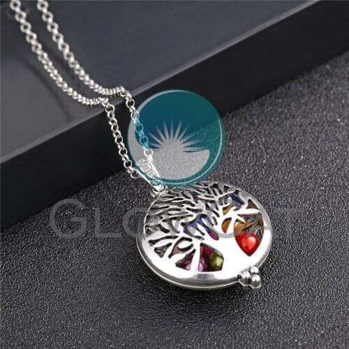 1pc Aroma Diffuser Necklace Open Life Tree Antique Vintage Lockets Pendant Perfume Essential Oil Aromatherapy Locket Necklace