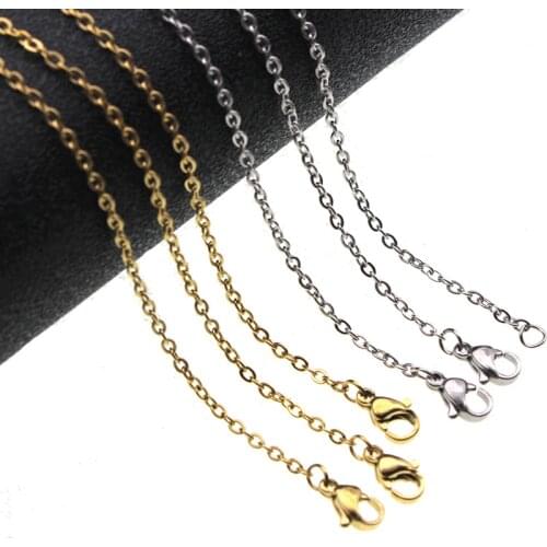 10pcs 1.5mm 2mm Gold Stainless Steel Link Chains Necklaces for Men Women Fashion Jewelry Cuban Chains Wholesale Chain DIY Crafts