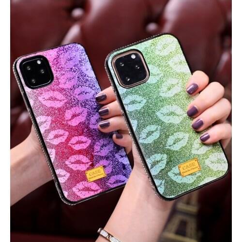 10pcs Glitter Bling Kiss Lips Rhinestone Phone Case For iPhone 12 Pro mini XS Max 11 XR 8 7 Plus Cases Protective Cover Covers