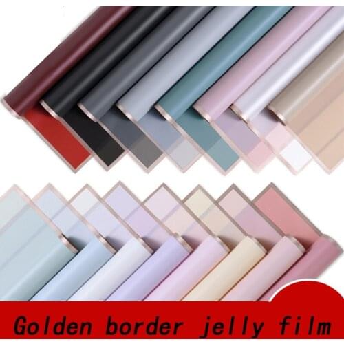 20pcs 60*60cm Golden Border Bouquet Wrapping Paper Translucency Waterproof Wrap Paper Florist Pack Material Wedding Supplies