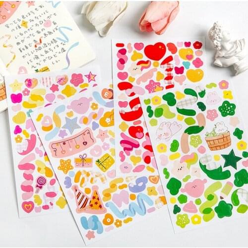 8 Styles Colorful Ribbon PET Paper Sticker DIY Decorative Scrapbook Journal Planner Stickers Kawaii Stationery School Supplies