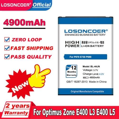 4600mAh LOSONCOER BL-44JN Battery BL 44JN For LG P970 E730 P690 P693 E510 C660 P698 C660 Ms840 L5 E610 E730 E400