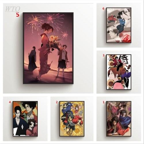 Anime Posters Samurai Champloo Mugen Jin Kasumi Wall Posters Canvas Painting Wall Decor Wall Art Photos for Childrens Room Deco