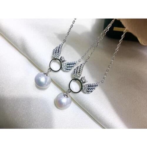 Angels Wing 925 Sterling Silver Necklace Chain with Pendant Findings Jewelry Parts Fittings for Pearls Corals Jades Stones