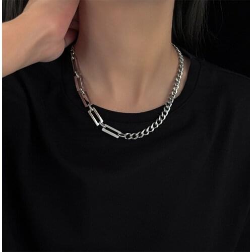COWBREAD Punk Style Necklace for Women Chain Necklace Hip Hop Hardware Titanium Steel Design Couple Jewelry accessories
