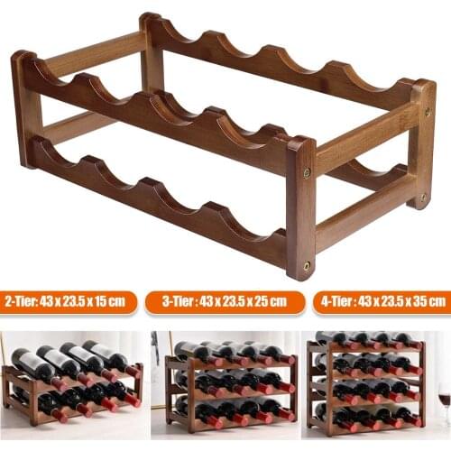 18 Bottles Wooden Wine Rack Vintage Cabinet Holder Shelf Storage Wine Racks Home Kitchen Bar Tools Barware Free Standing Holders