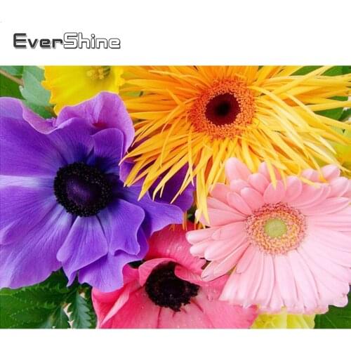Evershine Diamond Painting Cross Stitch Flowering Mosaic Full Embroidery Flowers Diamond Mosaic Full Drill Square Diamond Art