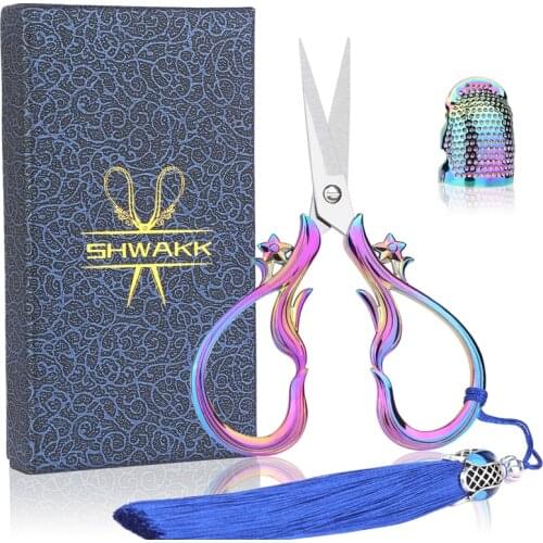 SHWAKK European Retro Scissors Cross Stitch Antique Vintage Scissors Thread Embroidery Scissor Sewings For Handicraft DIY