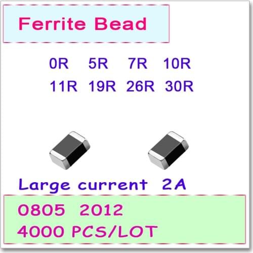 JASNPROSMA 0805/2012 100MHZ 4000PCS 2A Large current SMD Ferrite Bead 0R 5R 7R 10R 11R 19R 26R 30R 25% SMD OHM FB High quality