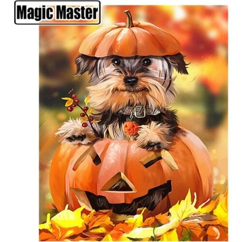 Halloween Full Drill Diamond Mosaic Animal Diamond Painting Dog Cross Stitch Craft Kit Needlework Home Decoration Gift