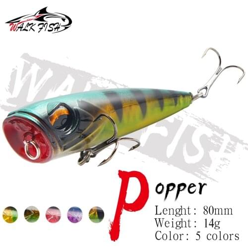 WALK FISH 80MM 14G Popper Fishing Lure Floating Wobblers Artificial Bait Top Water Hard Bait Pike Pesca Fishing Tackle