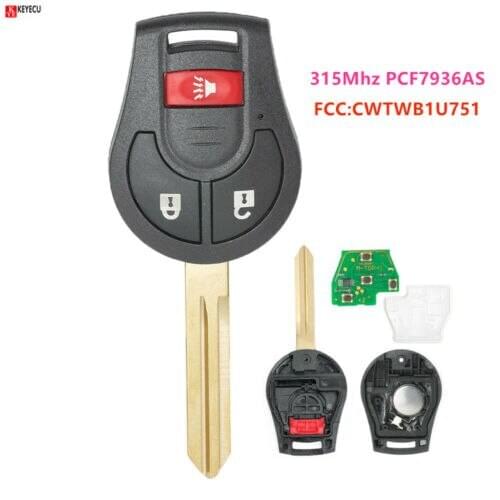 Keyecu 315Mhz Complete Remote Key Fob for Nissan Rogue S SL 2008 2009 2010 2011 2012 2013 2014 2015 2016 ID46 chip CWTWB1U751