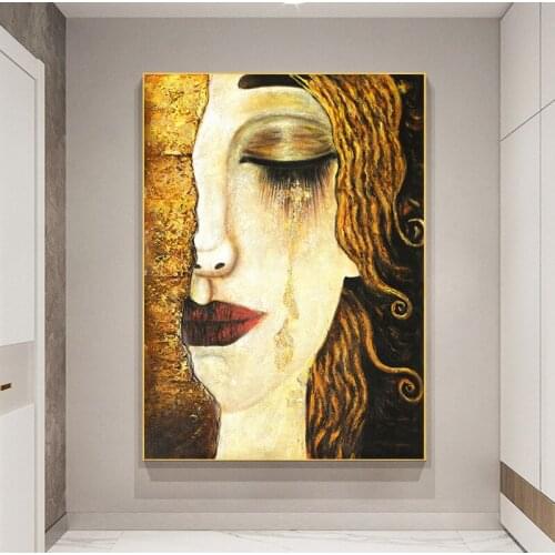 Classic Artist Gustav Klimt Tear Abstract Oil Painting on Canvas Posters and Prints Art Wall Pictures For Living Room Cuadros