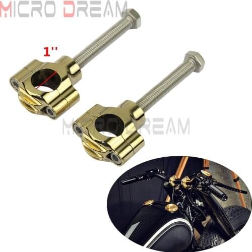 Brass Motorcycle Risers Rough Craft 1'' Handlebar Mount Clamp Risers For Harley XS GS SR Cafe Racer Cruiser 22mm 25mm Bar