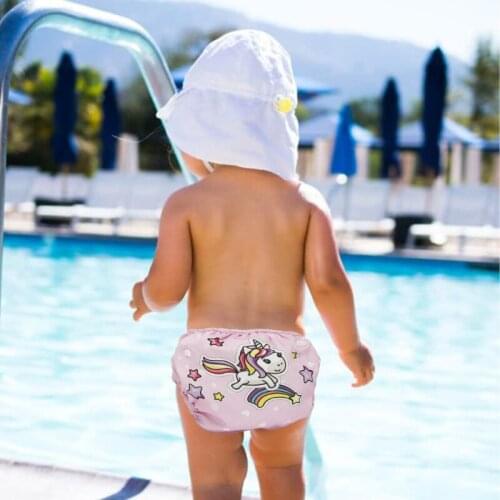 Megartico Infant Swim Diaper Adjustable Baby Reusable Diapers For Learning Swimming Pink Unicorn Baby Shower