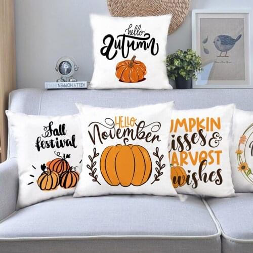 Pumpkin Printed Pillowcase Decorative Thanksgiving Party Sofa Chair Throw Cushion Cover Decor Living Bedroom Pillow Case Cojines