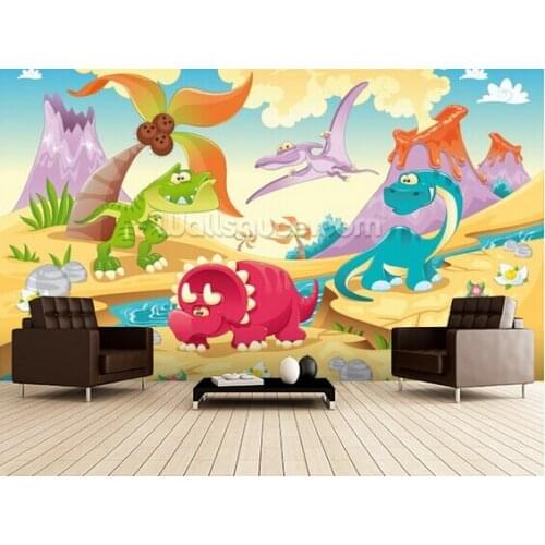 Custom papel DE parede infantil,Dinosaurs Cartoon,3D wallpaper for childrens room living room bedroom wall waterproof wallpaper