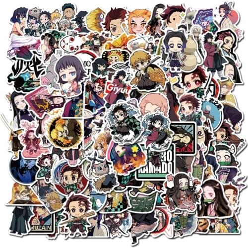 New 50/100pcs Anime Demon Slayer Kimetsu No Yaiba Sticker Waterproof PVC Bag Laptop Bicycle Mobile Phone DIY Sticker 2021
