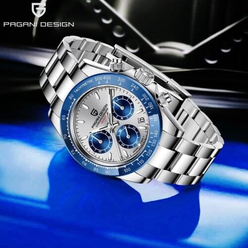 PAGANI DESIGN Mens watches Quartz watch men business automatic date watch for men 100M Waterproof Japan VK63 Chronograph