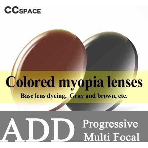 A Pair Lenses Dyed Myopia + ADD Progressive Multifocal Aspheric Lens Prescription Presbyopia Lens Coating Anti-Radiation