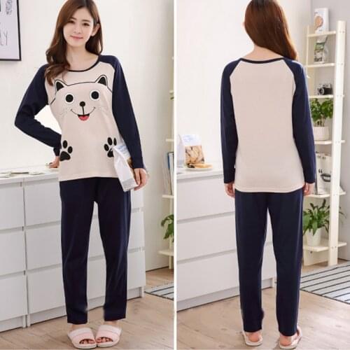 2019 Long Sleeve Women Pajama Sets Soft Loose Home Clothes O-Neck Long-Sleeved Trousers Casual Suit