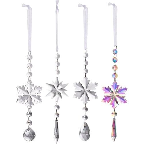 Christmas Crystal Snowflake Ornament Xmas Tree Hanging Pendant Car Home Garden Wedding Decoration Gifts