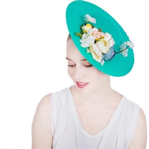 European American Style Exaggerated Big Disc Silk Flower Hat Ladies Headwear Bride Wedding Banquet Handmade Hair Accessories