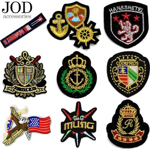 JOD Imperial Crown Thermo Adhesive Embroidered Patches Iron on Clothing Applications Team Badge Jersey Stickers Logos Custume