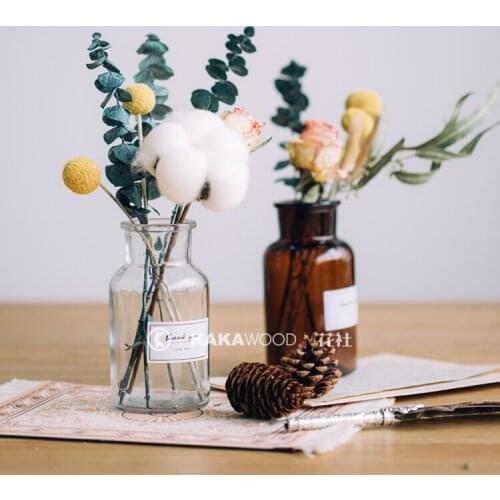 Northern European-Style Home Decoration Transparent Glass Vase Set Natural Dry Vase Decoration Living Room Flower Arrangement