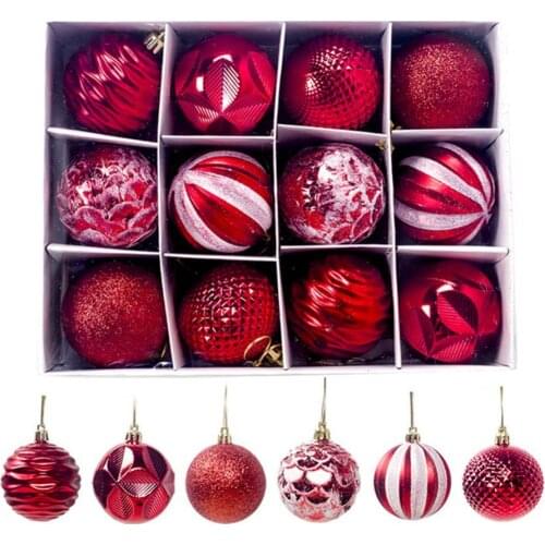 Hot Sales 12Pcs 5.5cm Glitter Baubles Balls Christmas Tree Ornament Party Hanging Decor