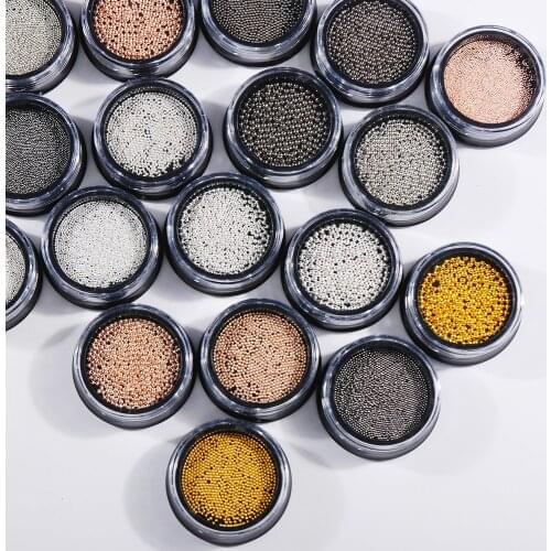 High quality 0.6mm-2.0mm micro stainless steel beads mini metal caviar beads rose gold silver grey rhinestone DIY nail art