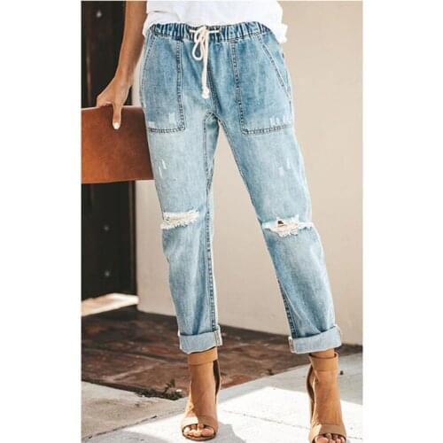 2021 New Female High Waist Tight Pencil Blue Jeans Fashion Hole Jeans Women Straight Trousers Stretch Jeans Women