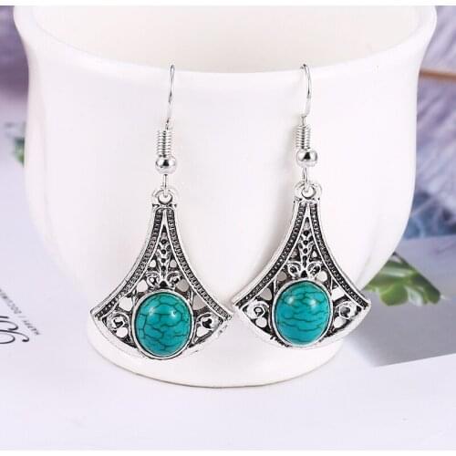 L&H Bohemia Style Vintage Dangle Earrings Women Elegant Irregular Shape Drop Earrings Natural Stone Party Earrings Jewelry Trend