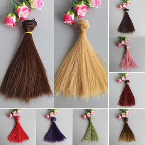 15cm Long Straight Synthetic Fiber Wig Hair Extension for BJD SD Doll Accessory New