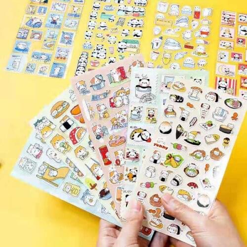 24 Designs Kawaii Cute Mini Animals Deco Diy Diary Stickers Scrapbooking Planner PVC Material Bullet Journal Stationery Sticker