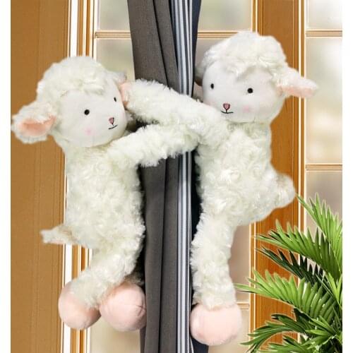33cm Cute Sheep Plush Animal Toy Doll Cartoon Curtain Buckle Ornaments Soft Stuffed Animals Decoration for Home Children Gifts
