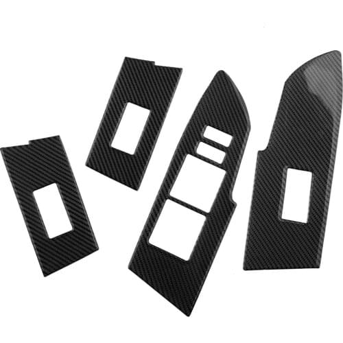 4Pcs/Set Car Window Lift Switch Panel Cover Trim Frame Black Carbon Fiber Fit For Toyota Corolla 2014 2015 2016 2017 2018 LHD