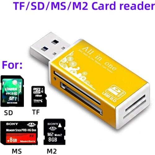 4 In 1 TF Card Reader USB For Driving Recorder Micro SD/MS/M2/TF Card Reader For Mobile Phone Laptop PC Memory Card Adapter