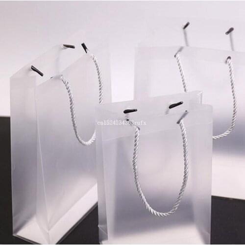 500pcs Wedding Party Favors Bag PP Plastic Gift Packaging Bags With Handle Clear Handbag Free Shipping