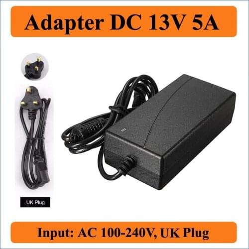 13V 5A UK Plug AC DC Adapter 1pcs AC 100V-240V Converters Adapter to DC 13V 5000mA 65W Power Supply DC 5.5mm x 2.1-2.5mm