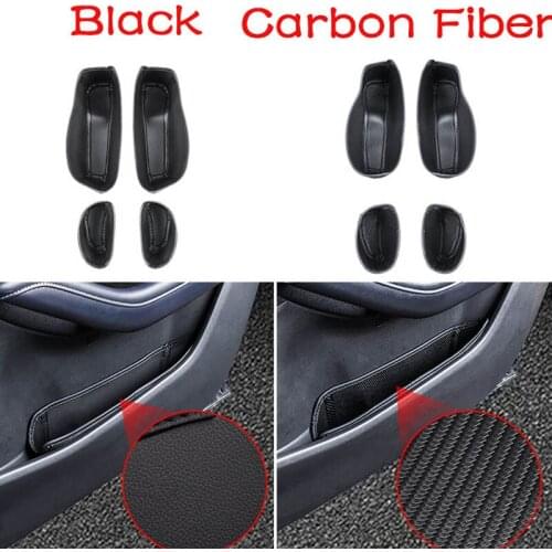 Car Leather Storage Box Cushion Black Carbon Fiber Door Box Slot Protection Cushion Mat LHD for Mazda CX30 CX-30 2020 2021