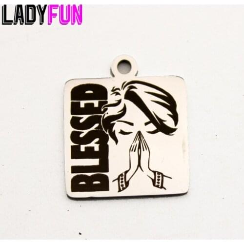 Blessed Afro Women Charm Stainless Steel Charms Blessed Pray Woman High Polish Mirror Surface Pendant 10pcs/lot