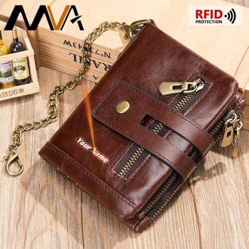 MVA Genuine Leather Wallets Men Credit Business Card Holder High Quality Men Wallet Short RFID Blocking Portefeuille Homme 7515