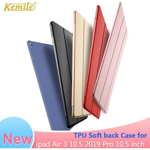 Kemile For iPad Air 3 10.5 2019 Case Ultra thin Smart Stand PU Leather TPU soft back Cover for apple iPad Air 3 Pro 10.5 Case
