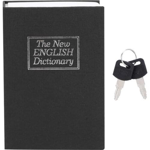 1Pcs Stainless Steel Mini Simulation Book Safe Storage Box Money Cash Jewelry Security Lock Case with Keys Black for Home