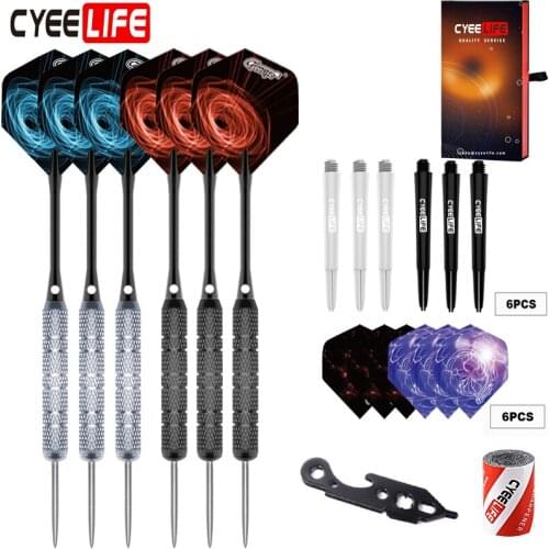 CyeeLife 3pc/6PCS/9PCS/12PCS Professional 20 grams Steel Tip Darts Hard Darts with Free Carry Case High Quality Darts for games